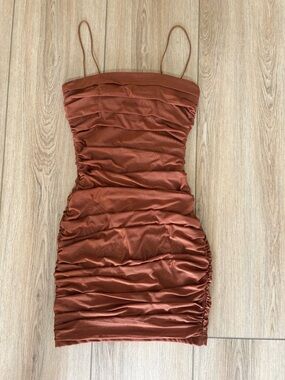 Verge Girl Ruched Mini Dress - Brown